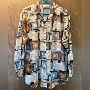 Vintage 80’s E.C. Designs Art Deco Long Sleeve Blouse